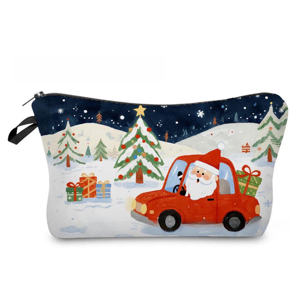 Women Santa Claus Print Cosmetic Bag Toiletries Organize Travel Storage Case 6866 KTB