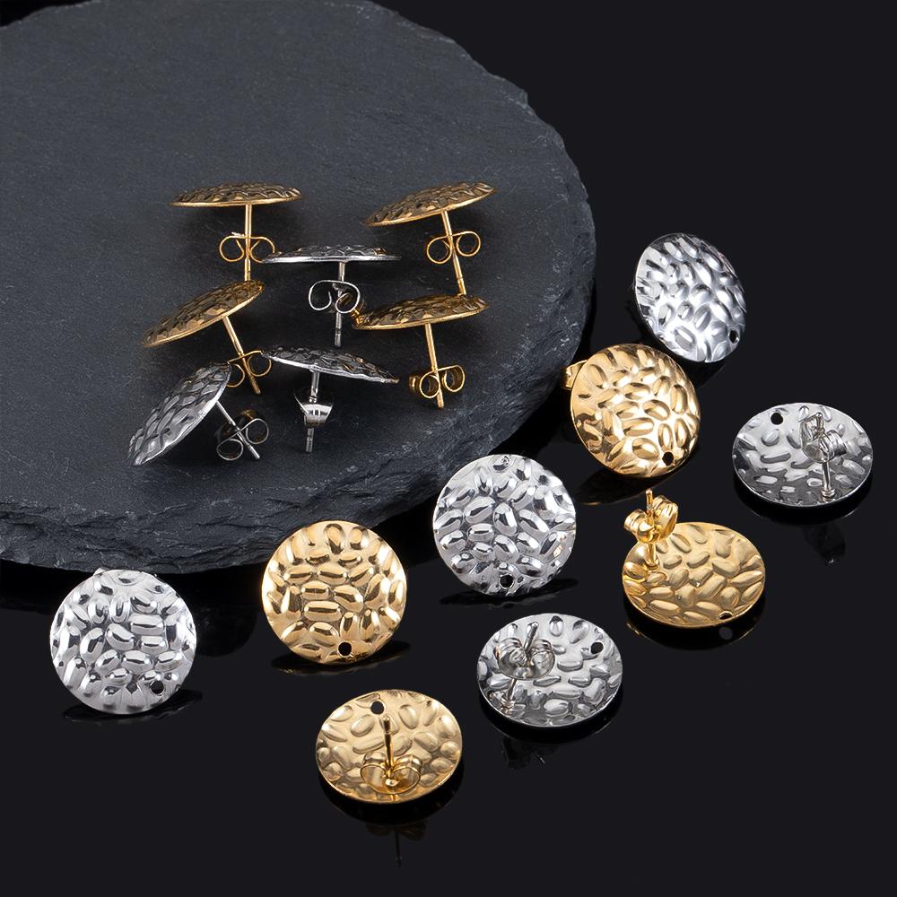 10pcs Geometric Stainless Steel Matte Round Heart Square Stud Earrings Women Earring Base Jewelry Making DIY Punk Accessories