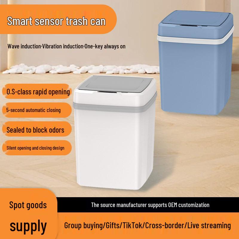 Smart Sensor Trash Can with Lid for Kitchen & Bathroom - Stylish Design, Perfect for Home & Gift Use