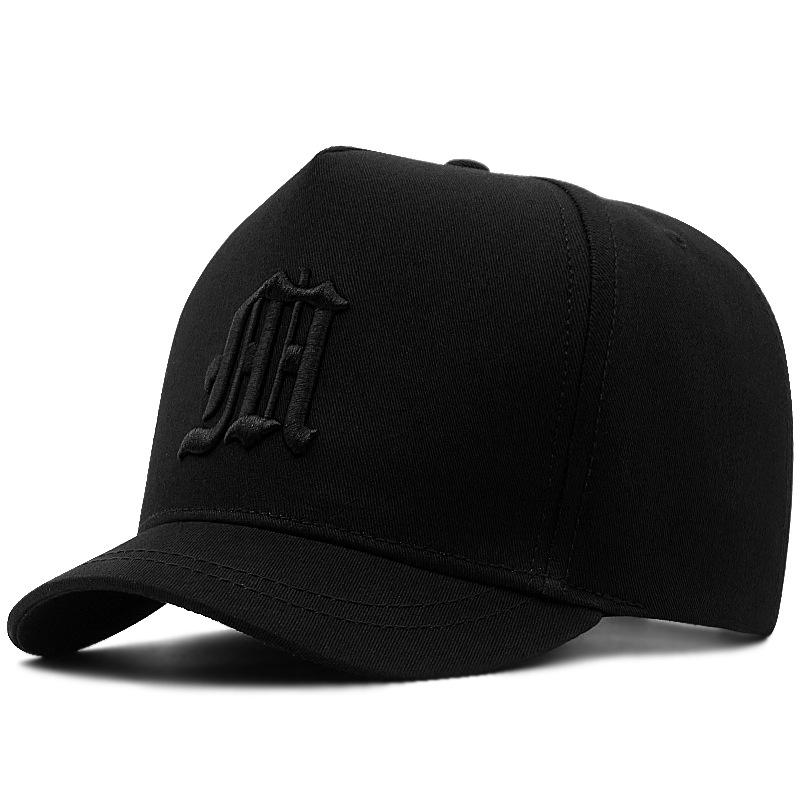 Big head circumference short brim baseball cap high top versatile hard top letter embroidered burgundy cap