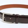 [Ogier] Men's Belt - Glass Leather - Genuine Leather (Cowhide) - Free Size (Adjustable) - Made In Japan - Dark Brown