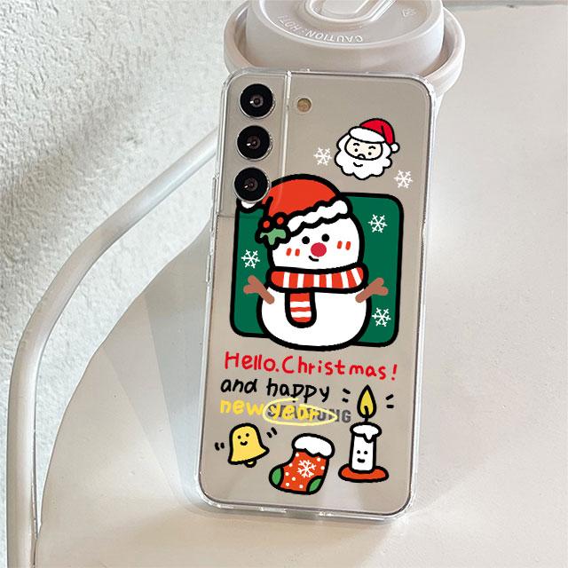 Clear Case For Samsung Galaxy S22 S20 FE S21 Plus S10 Lite S9 S8 S10e Note 20 Ultra 10 Lite 9 Phone Cover Snowman Christmas Cute