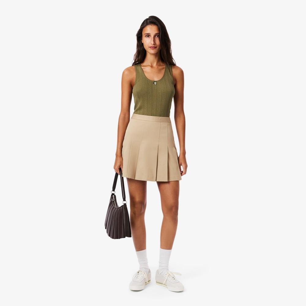 [lacoste] Women s Cotton Gabardine Pleated Mini Skirt JF8001-55N02S 34