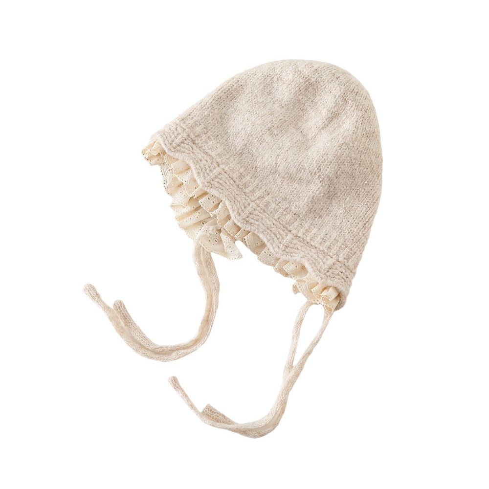 Windproof Kids Warm Hat Soft Knitted Lace Cap Sweetness Warmer Beanie Cap  Girls