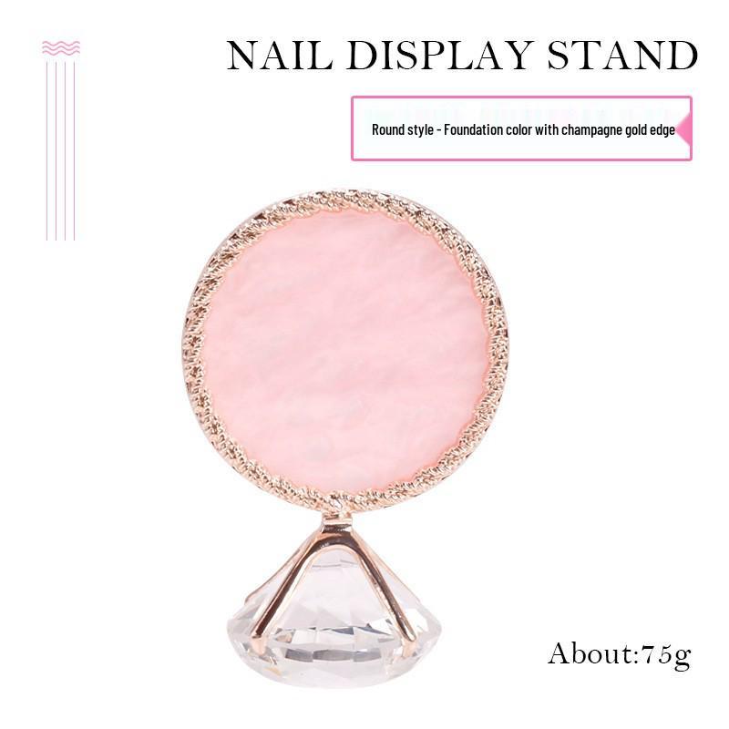 Heart-Shaped Diamond Base Manicure Display Stand with Gold Rim