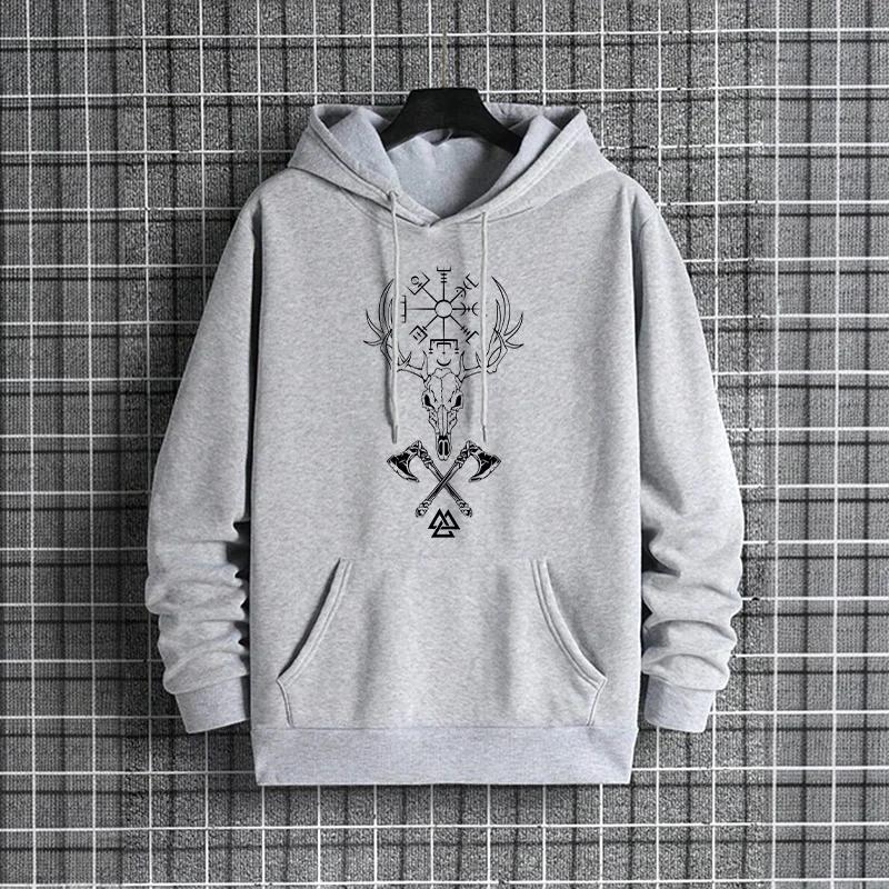 Mens 2025 Fall Winter Hoodie Urban Streetwear Fashion Hip Hop Hooded Sweatshirt Male Trendy Casual Ancient Rune Pattern Pullover
