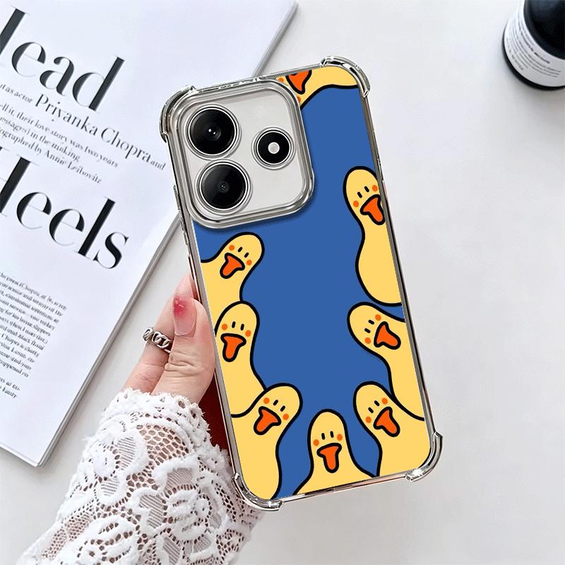 Cartoon Cute Duck Soft Phone Case For Xiaomi Redmi Note 14 15 Pro Plus 13 12 11S 11T 5G 10 9S 9 Plating Anti-Fall Fundas
