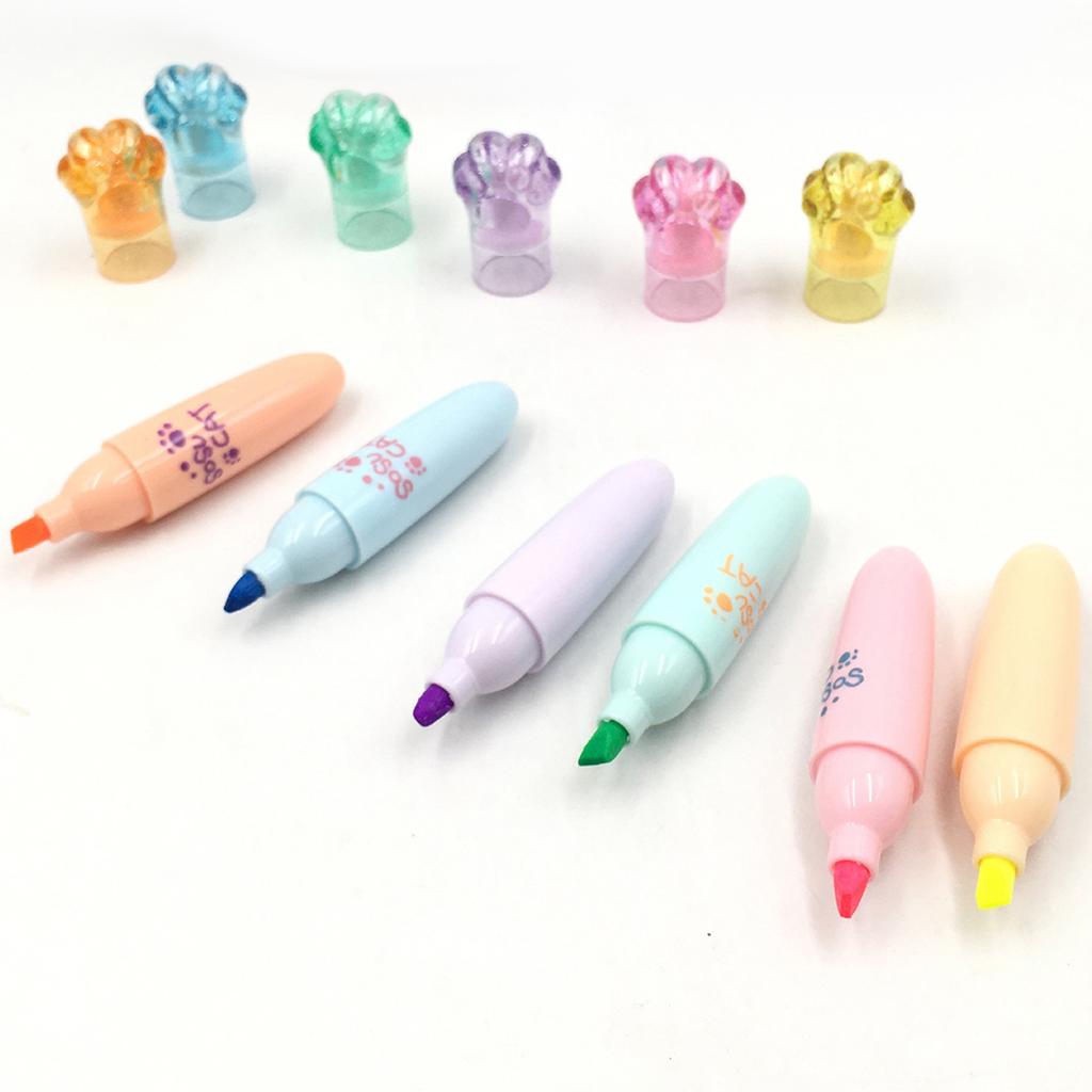 6 Pièces Mini Marqueurs Kawaii, Pointe Biseautée, Couleurs Assorties, Base Eau, Séchage Rapide, Pour Colorier Fournitures Scolaires