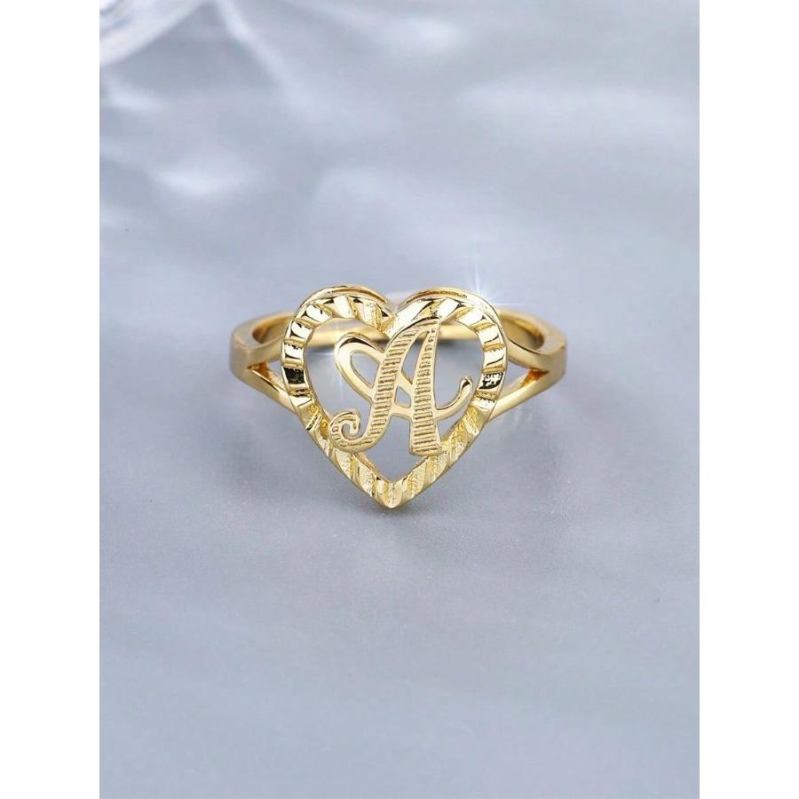 1pc Vintage Hollow 26 Letter Adjustable Ring Fashionable Casual Couple Accessory