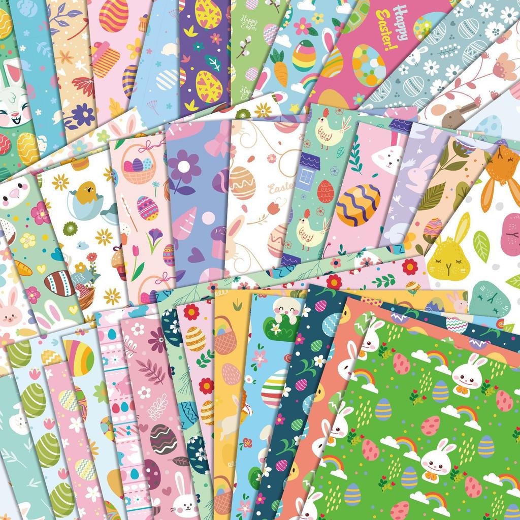 12 Sheets/Pack Easter Series High-Value Rabbit Egg Material Paper Decoration Diy
