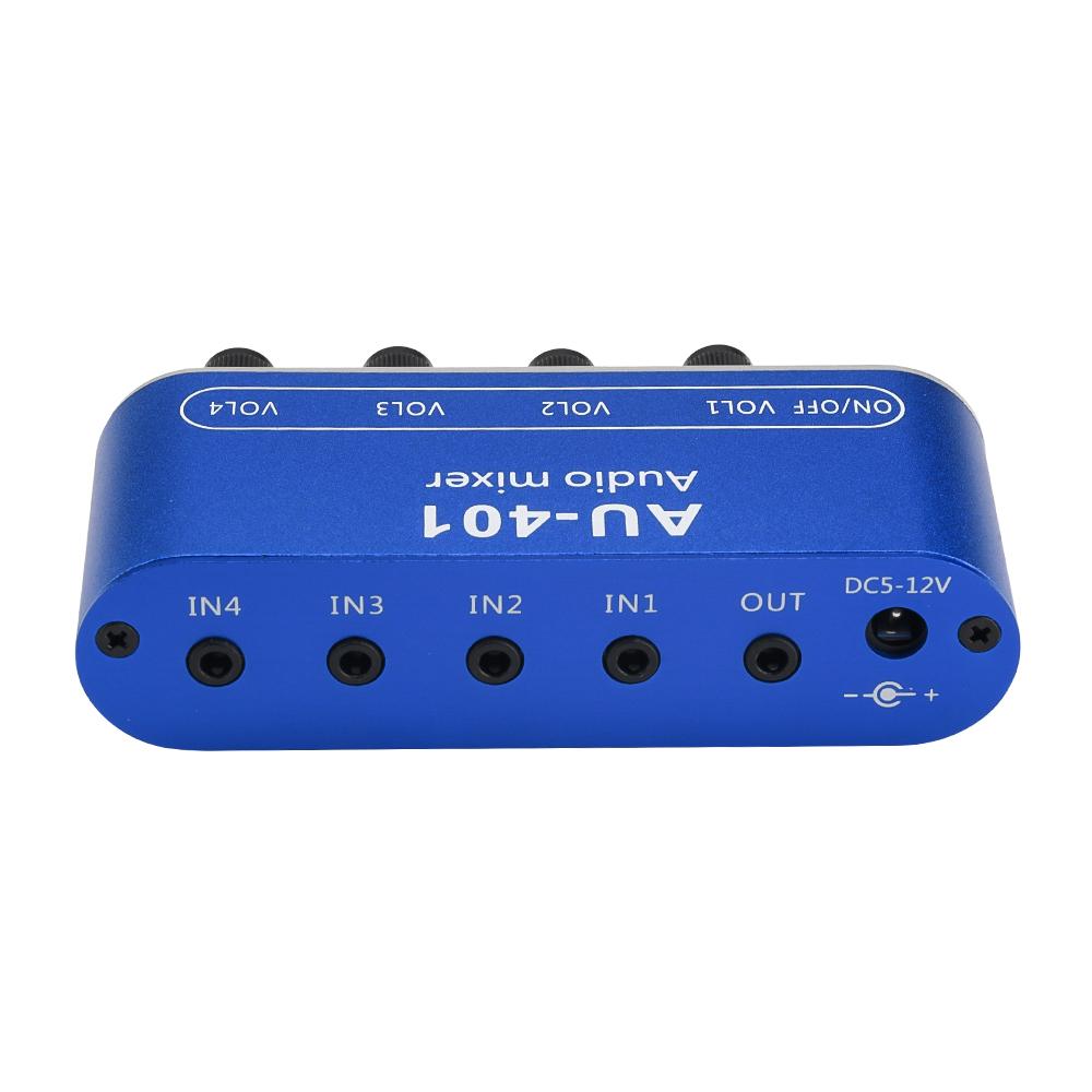 DC 5V-12V AU-401 2/4 Channel Input 1 Channel Output Audio Signal Mixing Board Module Sound Mixer Stereo Control Amplifier Board