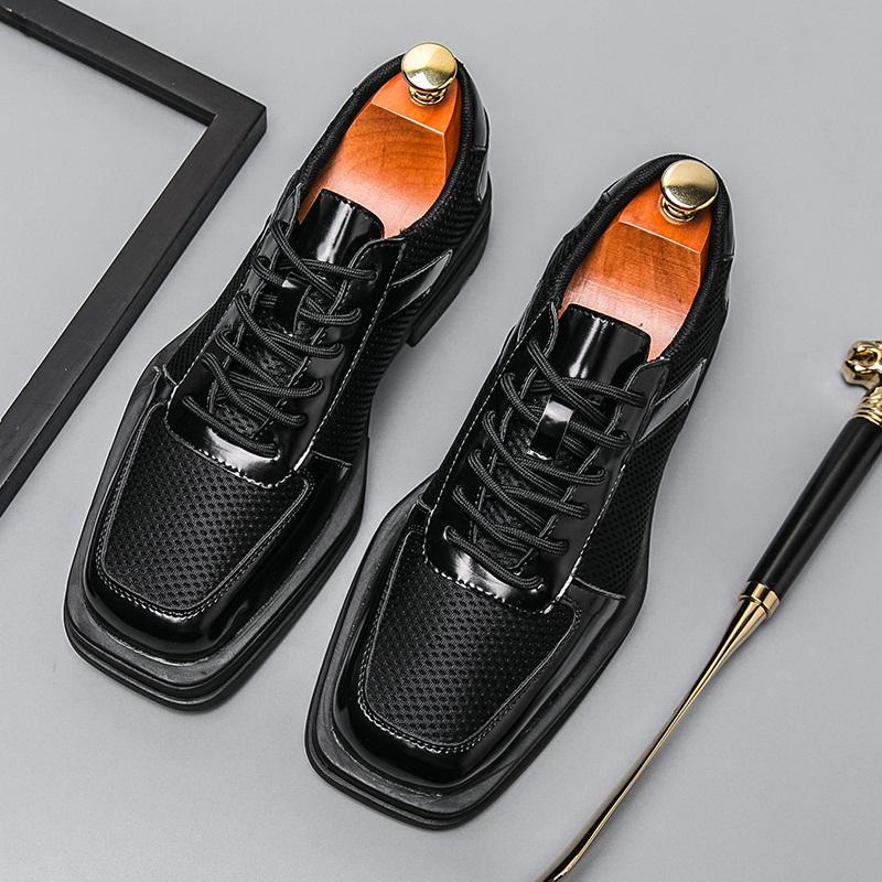 Luxury Designer Men‘s Black White Mesh Breathable Lace Up Shoes Moccasins Wedding Prom Homecoming Dress  Footwear Zapatos Hombre