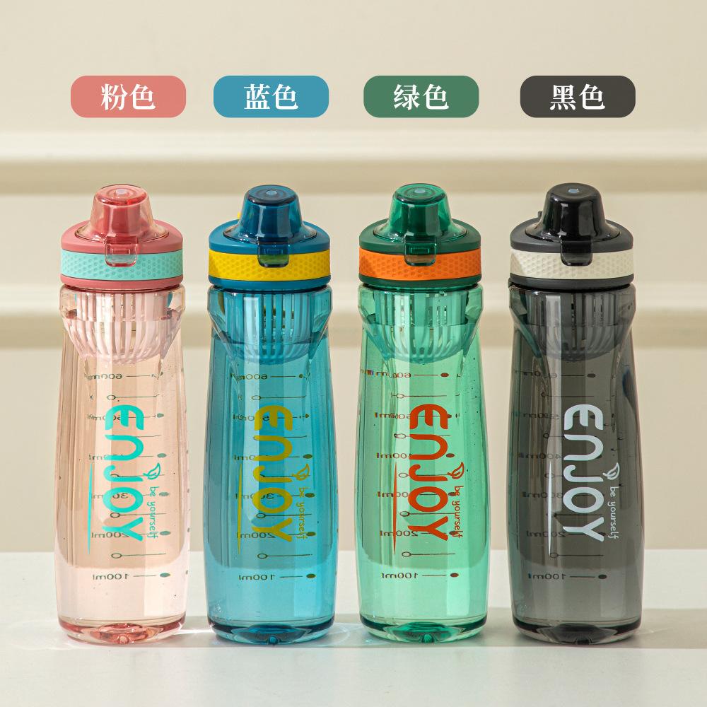 Water Bottle Drinking Large Capacity Outdoor Fitness Plastic Cup Student with Graduated Sports Water Cup High Temperature Handle Water Cup Wholesale