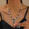 Crystal Earrings Necklace Set Bracelet Rhinestone Butterfly Jewelry  Wedding Party