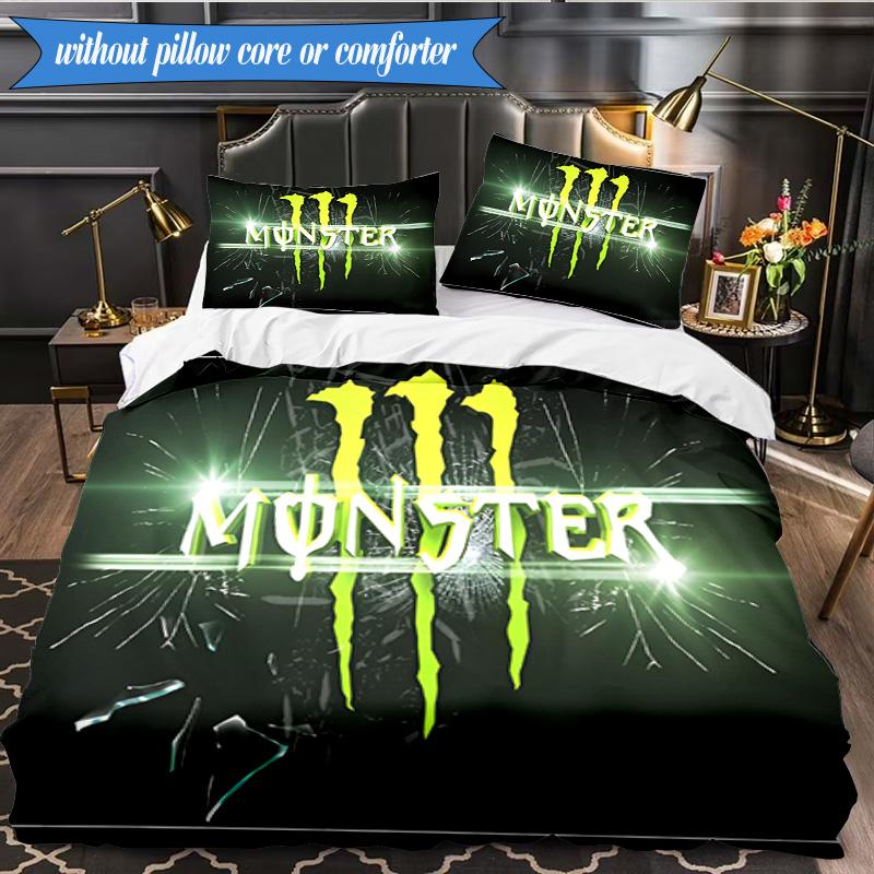3PCS Energy Drink Printed Bedding Set For Bedroom dormitory, Includes 1 Duvet Cover & 2 Pillowcases for All Seasons Home Decor Fan gifts
