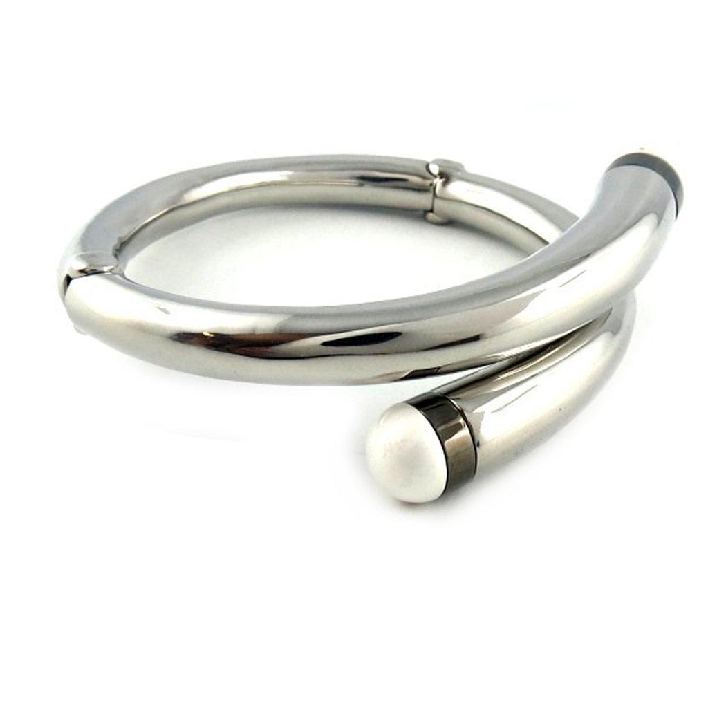 Altesse [L1304] - Bracelet acier 'Calypso' blanc gris argenté (fleur)