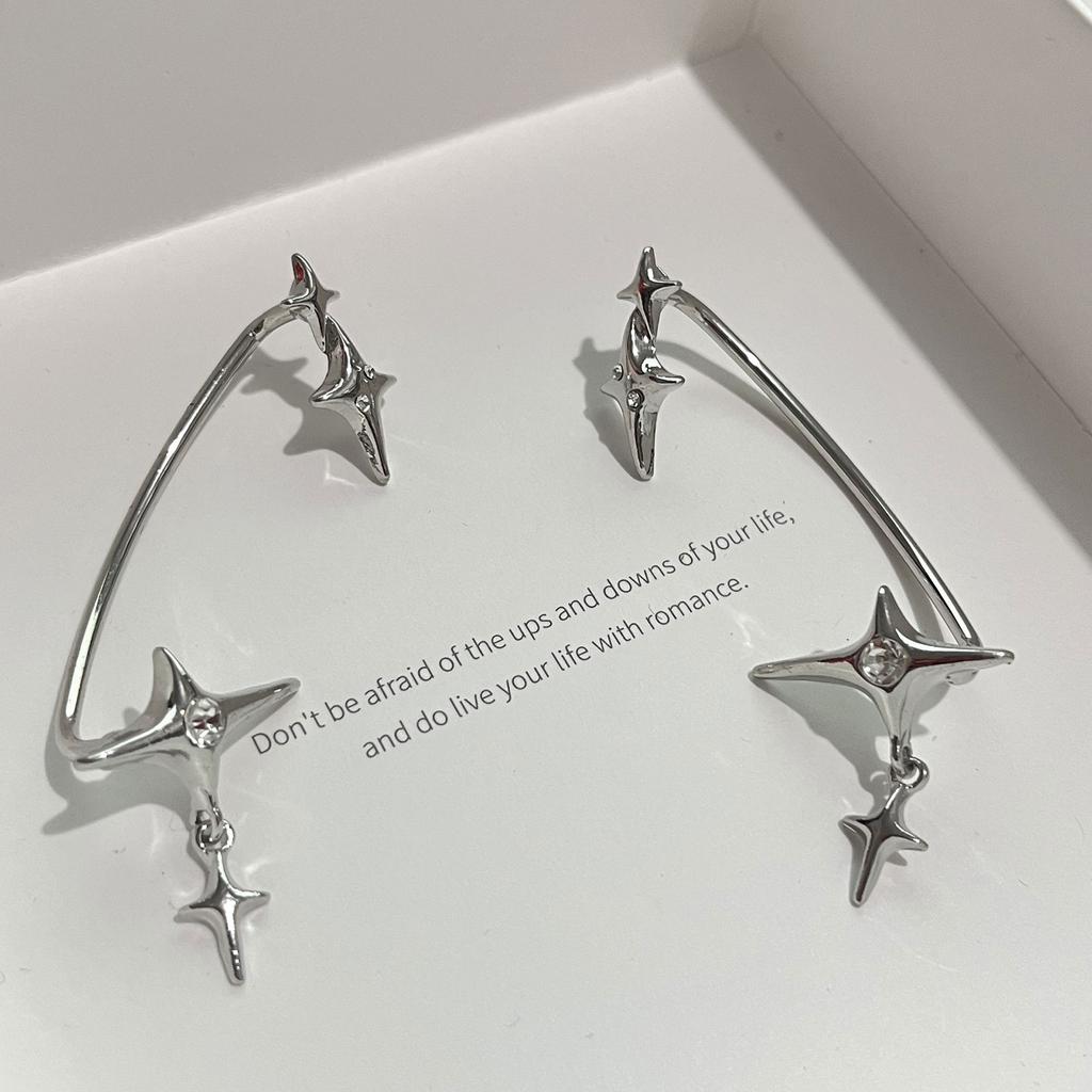Fashion Star Clip Earrings Sparkling Ear Cuff Jewelry Gift Simple Climber Earrings Wrap Party Jewelry Drop Earrings