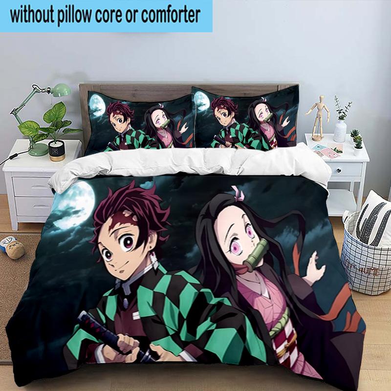 Powerful Demon Anime 3PCS Bedding set,Ideal for1pc Duvet Cover And 2pcs Pillowcases Perfect for Christmas gift,Ideal for Bedroom, Dormitory