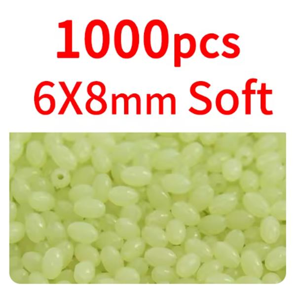 

1000/3000PCS Wholesale Red Green Oval Soft Rubber Luminous Fishing Beads Glowing Sink Beads For Fishing Rigs Fishing Lure Tackle 6*8mm шартрез