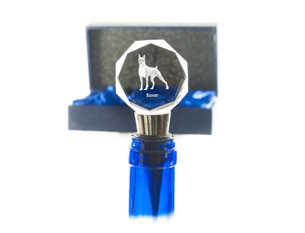 Boxer, German Boxer III – Bottle stopper, crystal wine stopper with photo | Art-Dog
