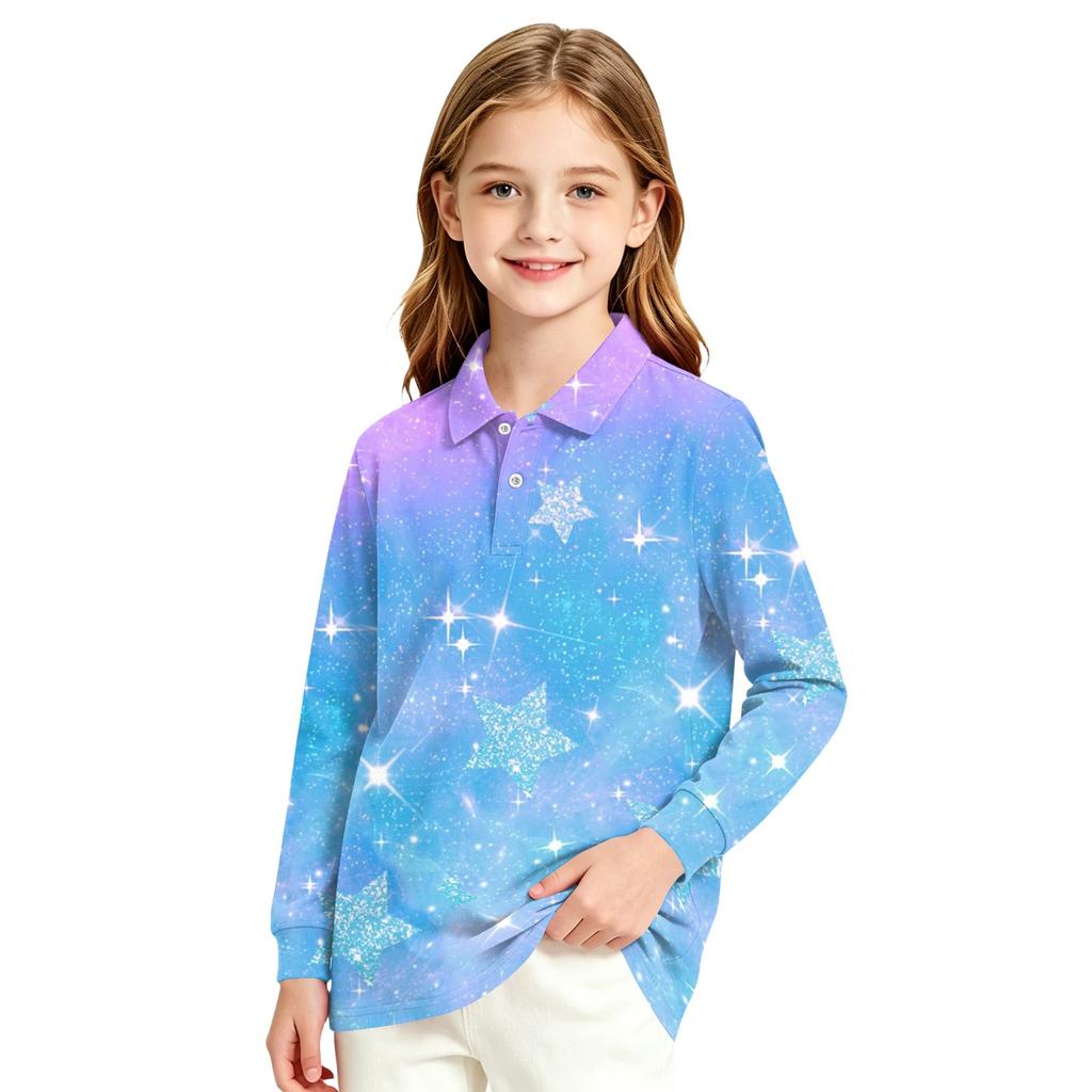 Girls' School Uniform Long Sleeve Blouse Casual Dress Shirt for