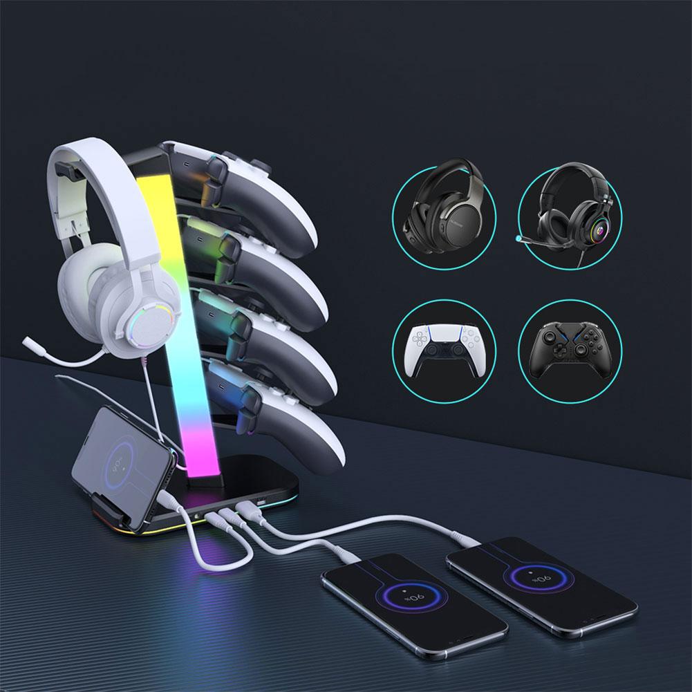 3 In 1 Universal Storage Organizer 2 X Type-C & 1 X USB 2.0 Gaming Controller Headset Holder for Switch/Headphones/Controller