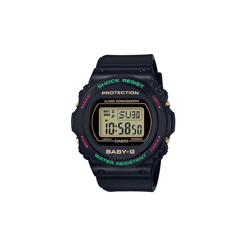 

Casio BABY-G 90 s retro trend classic small round watch LCD display sports waterproof quartz movement resin strap Japanese and Korean BGD-570TH-1PRD чорний