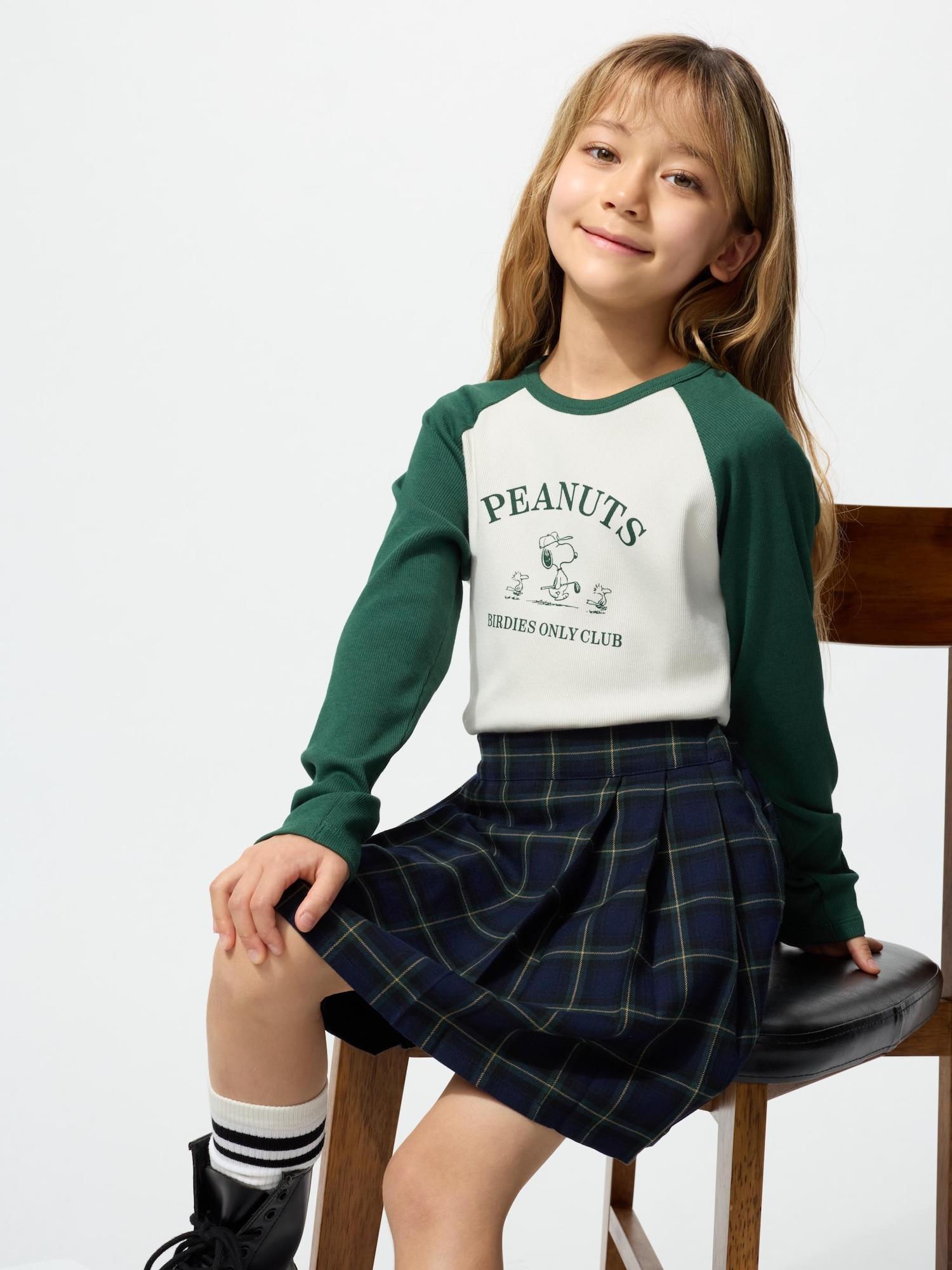 

Uniqlo Девочки PeAnUTs SofT Lip UT Графическая футболка с длинным рукавом A 55 GREEN/KIDS 110