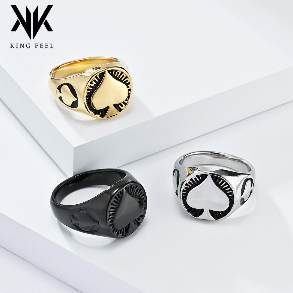 Poker Pik Ass Titanstahl Ring Ring Herren Nische Persönlichkeit Glücksbringer Hipster Wear Handzubehör
