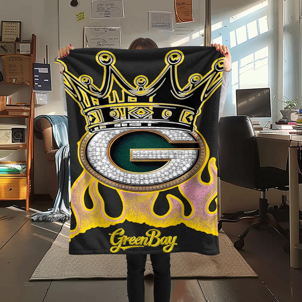 1Pc Green Bay Packers Print Flannel Blanket, High quality Comfortable for All Seasons, Home Decor, Warmth and Comfort, Perfect for Gifts