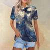Women's Fashion Casual Lapel Short Sleeve Printed Shirt Women's Button Up Tops