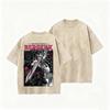 Men Berserk Japanese Anime Graphic T-shirt Vintage Washed Oversized Short Sleeve Top Casual Loose Tees