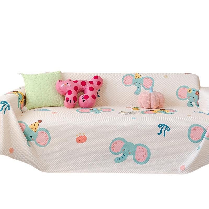 Summer Ice Silk Sofa Cover Cloth Light Luxury High-Grade Cream Style Cute Cartoon Ins Cool Feeling Cover Towel