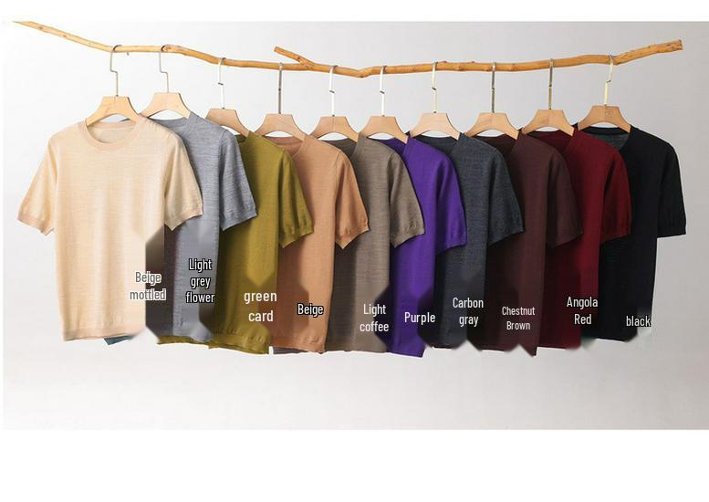 Damen Pullover 100% Wolle Gestrickt - Maschinenwaschbar, Rundhalsausschnitt, Kurzarm, Einfarbig