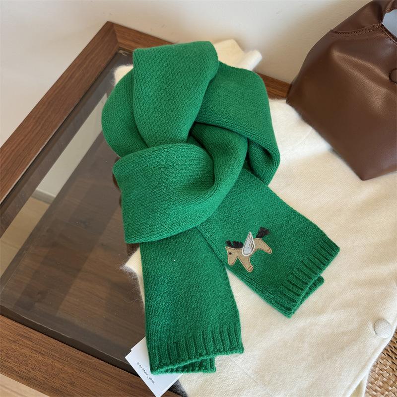 New Year's Anchor Red Woolen Scarf Women's Autumn and Winter High Quality Thick Warm Knitted Scarf Christmas Gift