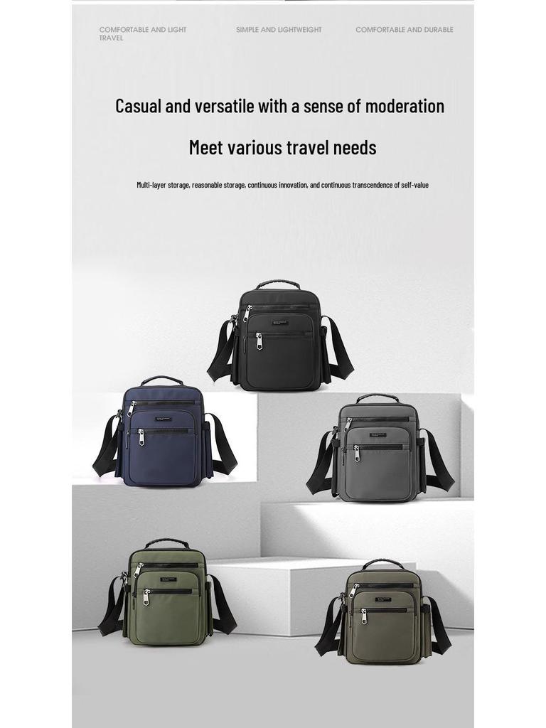 Men's Multi-Layer Business Crossbody Briefcase with Water Bottle Holder