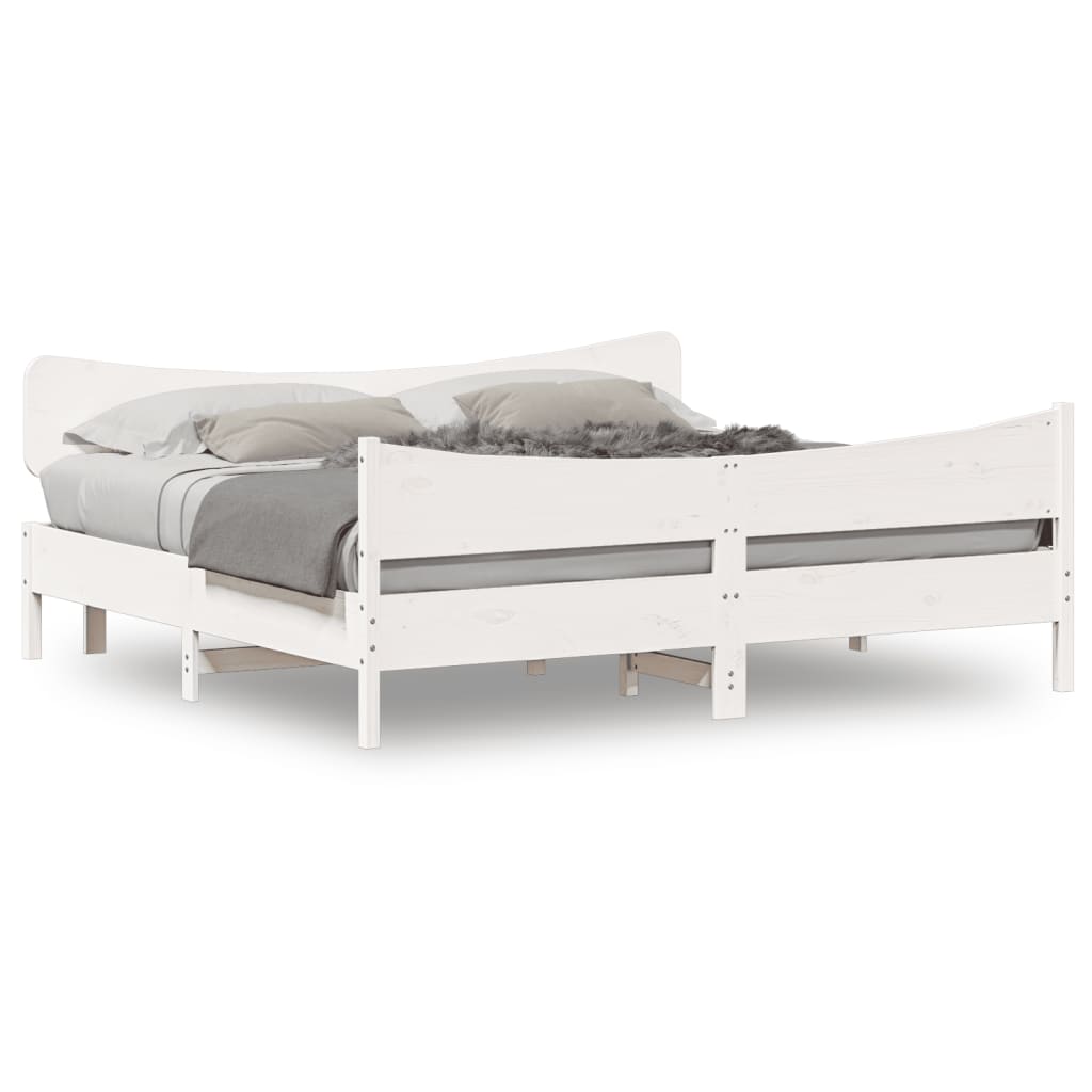 Vidaxl Bed Without Mattress, White, 200X200 Cm, Solid Pine Wood