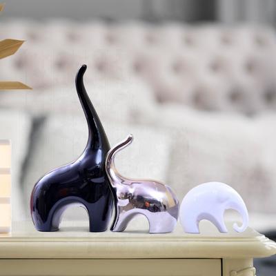 Grandes Luxus Elefanten Trio | Ein Symbol für Weisheit & Wohlstand | Elegantes Set für eine raffinierte Ästhetik – 3er-Pack, Mehrfarbig