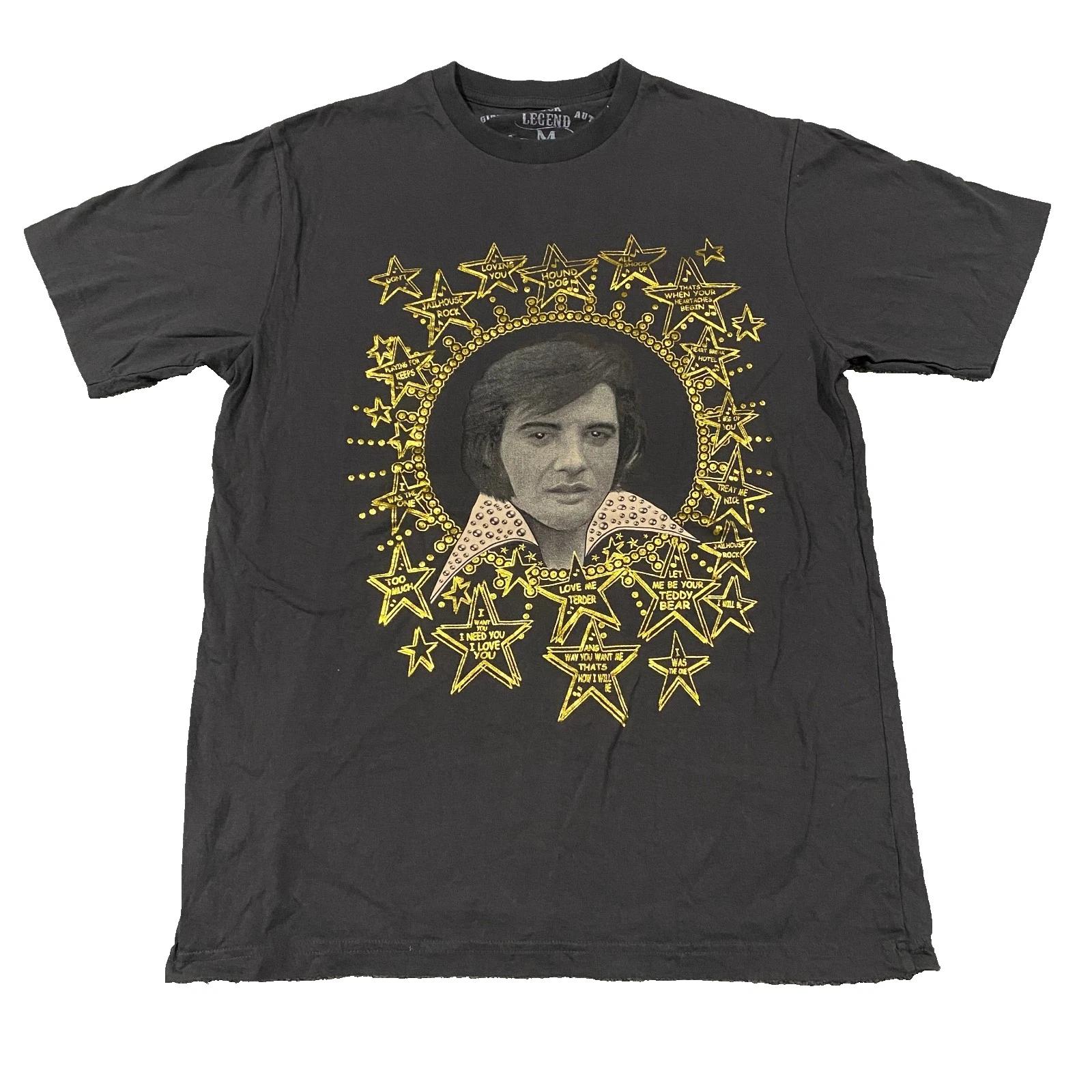 Elvis Presley The King of Rock & Roll T-Shirt Mens M Black Graphic Rock Legends S