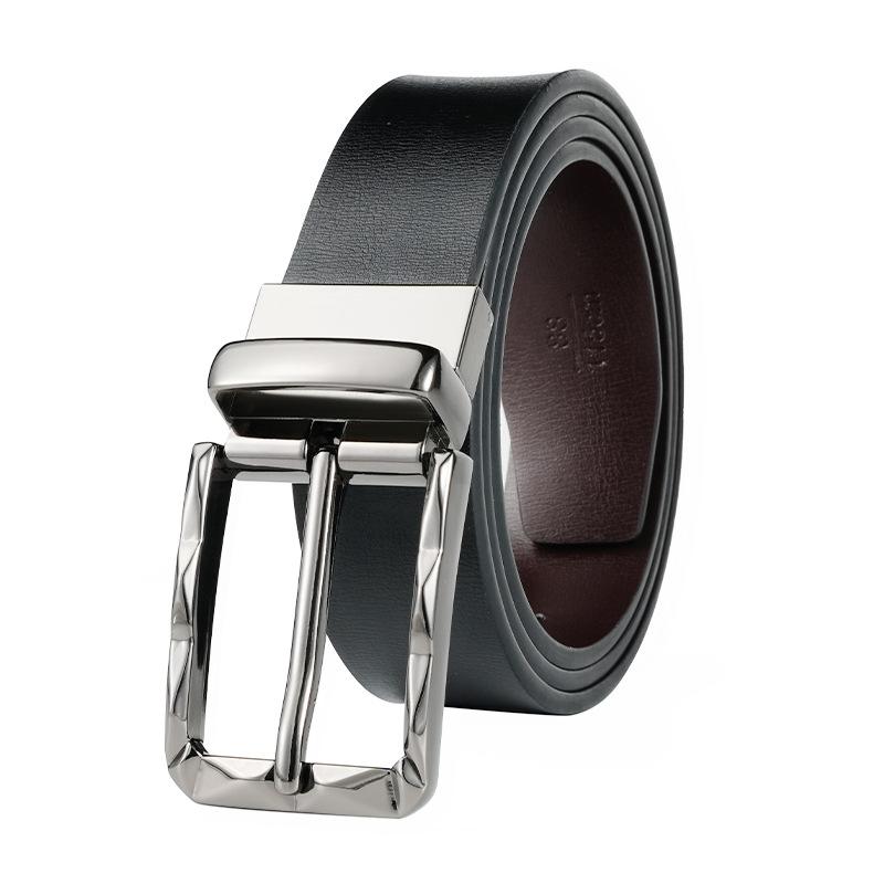 Belt for Men Rotatable Pin Buckle Leather Trousers Belt for Middle Aged and Young Men's Versatile Belt for Men