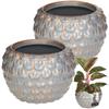 Kotarbau® 2 Pcs. Artistic Flower Pot 17 Cm Gray Cover Vintage Flaked Ceramic Handcrafted Pot For Flowers And Herbs
