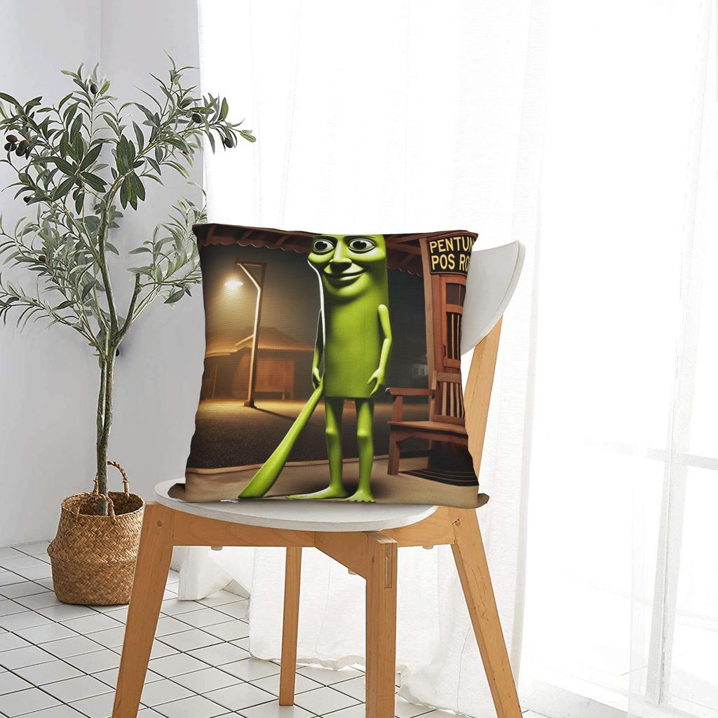 Pillow Cover Tung Tung Sahur Green Light Meme Funny Pillow Case For Living Room Chair Pillowcases