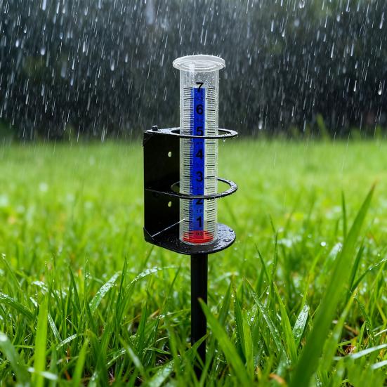 Outdoor Rain Gauge with Metal Stake Large Capacity Garden Lawn Yard Fence Patio Farm Water Rain Meter Tube with Mounting Rack