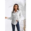 Moda primavera outono item quente real shot feminino cor sólida cetim complexion ding camisa feminina de manga comprida