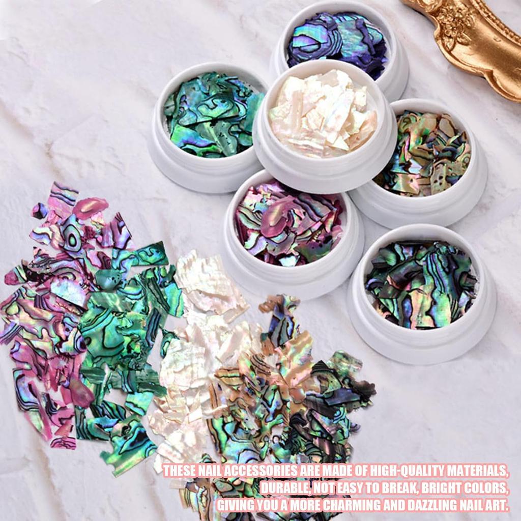 Abalone Shell Flakes for Nail Art,Mixed Size 3D Abalone Shell Fragments,Colorful Irregular Abalone Seashell Slices Nail Glitter Manicure DIY Accessory
