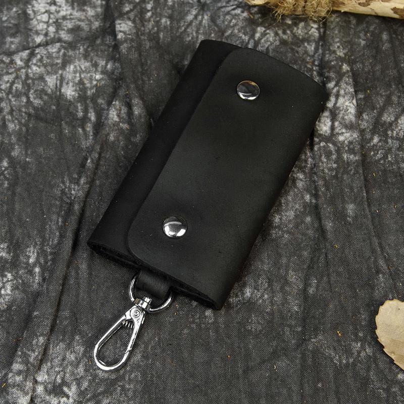 Leather Key Bag, Crazy Horse Leather Keychain, First Layer Cowhide Multi-Color Men'S Waist Hanging Car Multi-Function Keychain