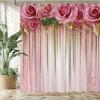Shiny Rose Flower Style Printed Fabric Shower Curtain Bathroom Curtain,Valentine'S Day Home Decoration Curtain With Hooks