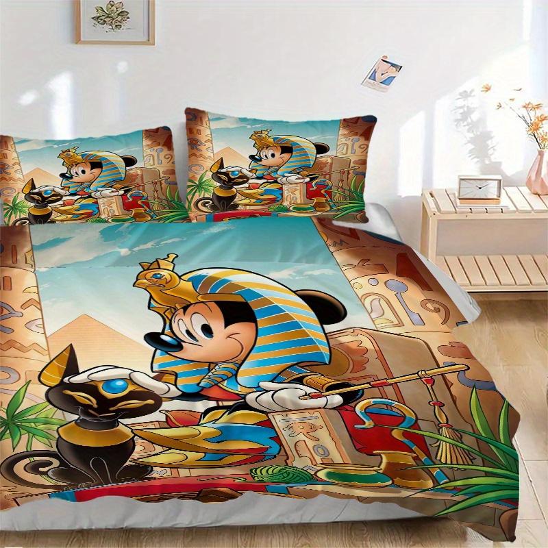 

3pcs Mickey s Egyptian Costume Design Print Cover Set Ultra Soft, Breathable, and Comfortable Bedding with Stylish Design for Bedroom and Guest R 135x200cm