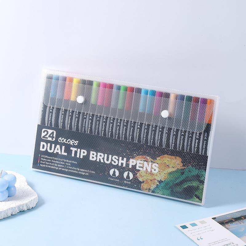 120-Color Double-Ended Watercolor Marker Set with Soft Tips & Fineliner for Students & Art Studio Use
