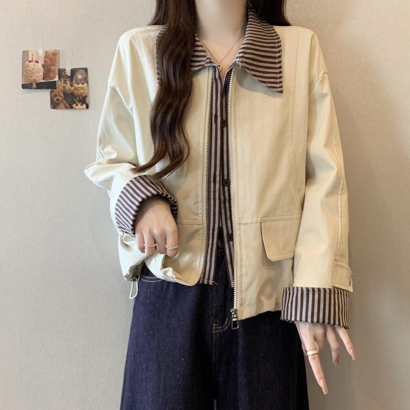 

Women s Plus Size Striped Patchwork Cardigan Jacket - Fall 2025 Collection M (40-50 kg)